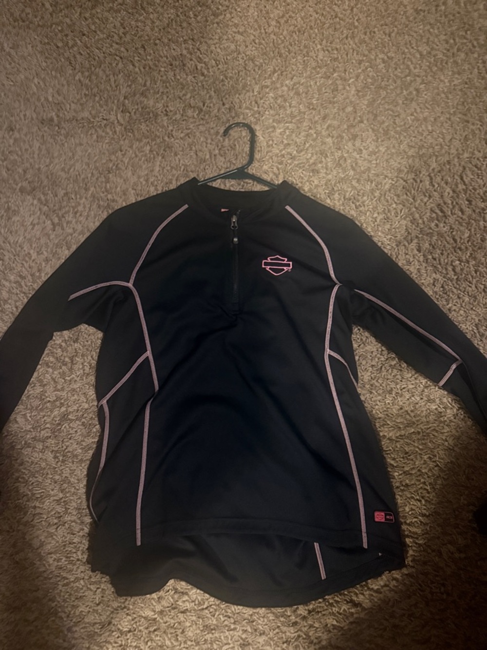 Harley-Davidson Black Long Sleeve Top with Pink Trim